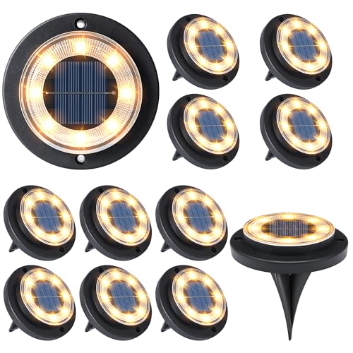 Flacchi Solar Ground Lights - Solar Powered Lights Outdoor Solar Disk Light Waterproof Landscape Light for Patio Yard Path...