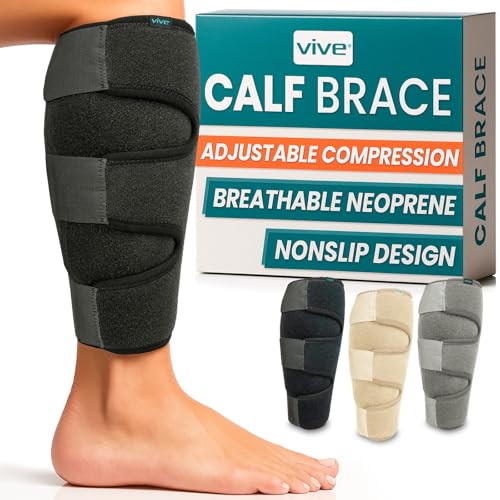 Vive Calf Brace - Adjustable Shin Splint Support - Lower Leg Compression Wrap Increases Circulation, Reduces Muscle Swelli...