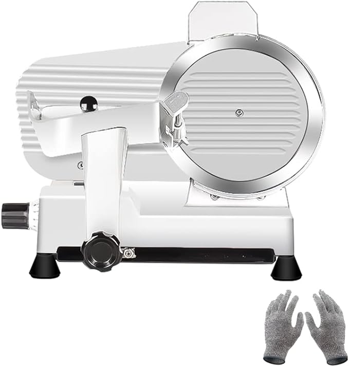 Meat Slicer10-inch 340W Home Use and for Commercial Electric Food Slicer with Chromium-plated Steel Blade and Built-in Sharpening Stone Easy to Clean Adjustable Thickness Cuts Meat Bread and Cheese