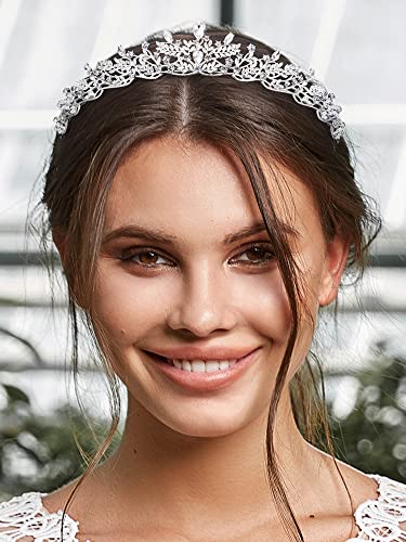 SWEETV Silver Tiara Crown for Women,Princess Tiaras for Girls,Crystal Retro Hair Accessories for Wedding Birthday Prom Pag...