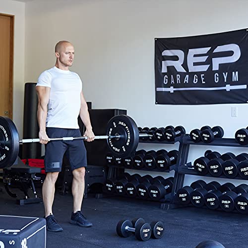 REP Fitness Urethane Coated Round Dumbbells, 5 to 100 lbs, Singles or Pairs, With or Without Rack, Steel Core, Rubber Enca...