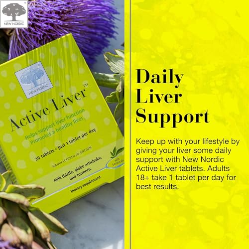 NEW NORDIC Active Liver 30-Day Supply, Daily Liver Supplement, Milk Thistle, Artichoke & Turmeric, 30 Tablets (Pack of 1)