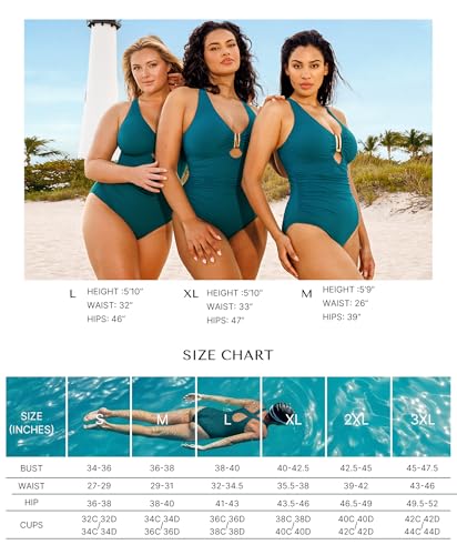 SHAPELLX Tummy Control Swimsuits One Piece V Neck Slimming Bathing Suit for Women Cutout Ruched Shapewear Swimwear