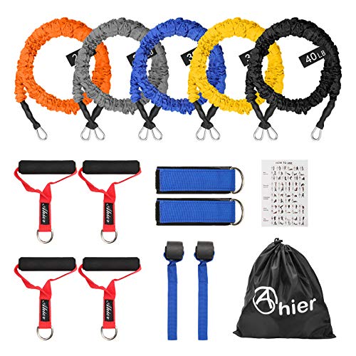 AHIER 14PCS Resistance Bands Set, Exercise Bands for Men & Women, 20lbs to 40lbs Workout Bands, Elastic Resistance Bands w...