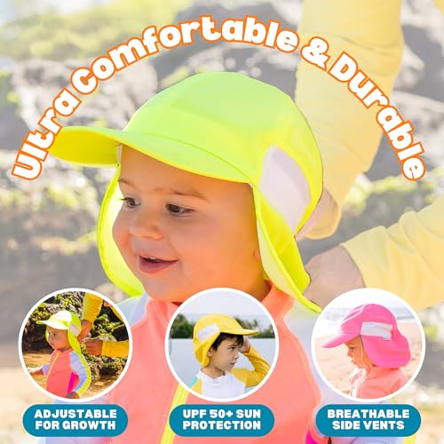 SwimZip Sun Hat with Neck Flap | UPF 50+ Protection for Baby, Toddler, and Kids