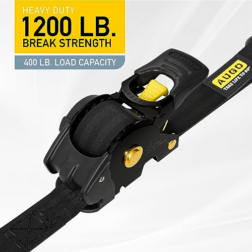 AUGO Retractable Ratchet Straps | 4 Heavy Duty Ratchet Straps Self Retractable Tie Down Straps with Soft Loops & Storage B...