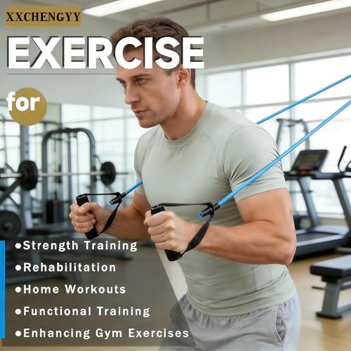 20 Pcs Resistance Bands with Handles for Home Workouts, Universal Exercise Bands Set for Physical Therapy & Rehabilitatio...