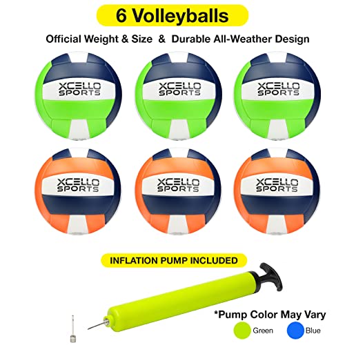 Xcello Sports Volleyball Assorted Graphics with Pump Navy/Green/White, Navy/Orange/White