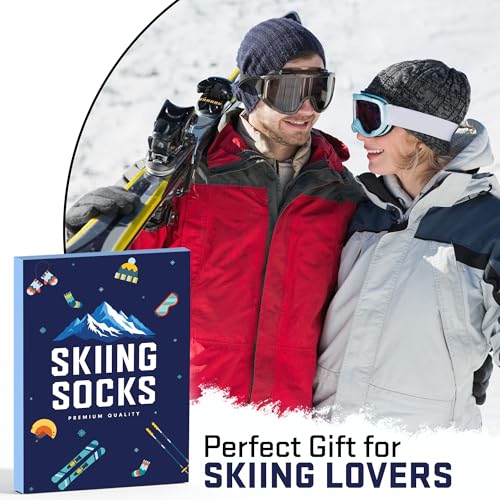 VICRAZY Funny Skiing Socks for Men - Christmas Gift, Ski Accessories, Ski Lover Gifts, Stocking Stuffers for Skiers