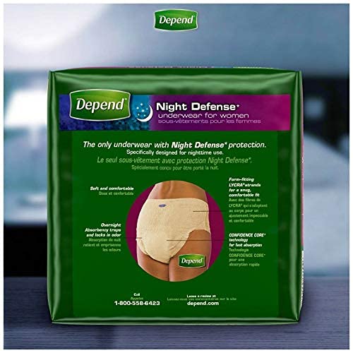 Depend Night Defense Incontinence Overnight Underwear for Women, L, 14 Underwear (Pack of 2)