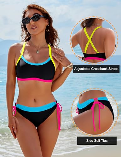 BMJL Womens Bikini Sets Color Block Swimsuits Supportive Wide Strap Two Piece Bathing Suit 2025