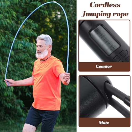 Sosoport Jump Trainer Cordless Jump Rope,Weighted Jump Rope with Counter,Jump Ropes for Fitness,Gym,Burn Calorie,Home-Workout