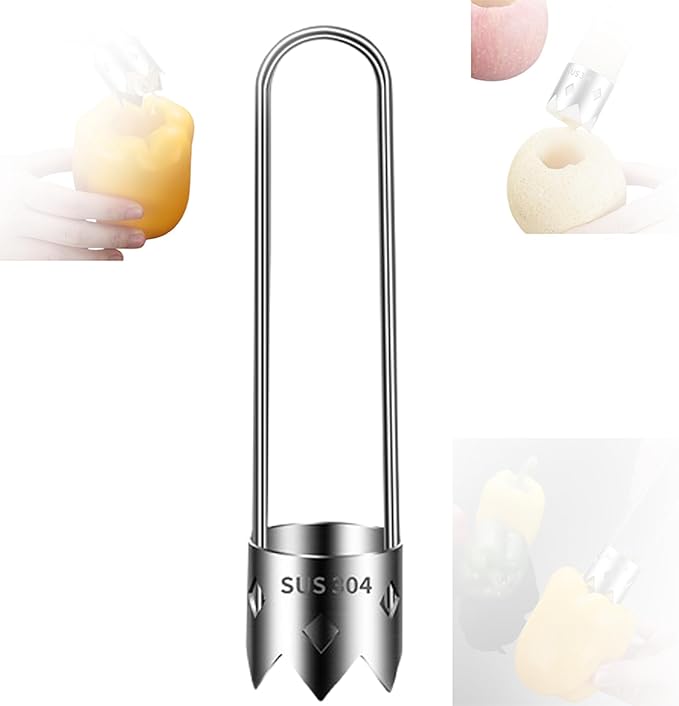 Red Bell Pepper Seed Corer, Upgraded T Shaped Vegetable and Fruit Corer Stainless Steel Tomato Apple Seed Remover Tool Practical Kitchen Gadget for Removing Fruit & Vegetable Cores (A 1pcs)