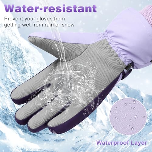 Rhino Valley Ski Gloves Women, Touchscreen Snow Gloves for Women, Anti-Slip Warm WinterGloves with Adjustable Wrist Strap,...