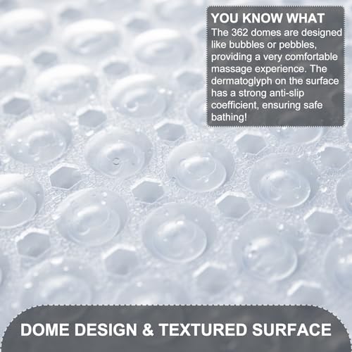 TEESHLY Bath Tub and Shower Mats, Non Slip 40 x 16 Inch Extra Long Bathtub Mat, Machine Washable Bathmat with Drain Holes,...
