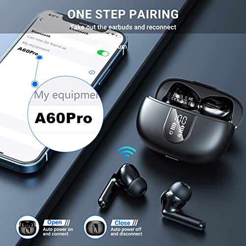 Wireless Earbuds, 2024 Wireless Headphones HiFi Stereo Earphones with 4 ENC Noise Canceling Mic, 42Hs Playtime In Ear Earb...