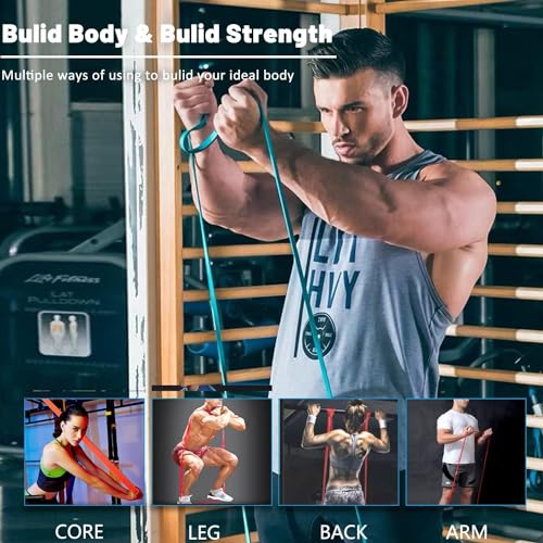 TRENDORA Premium Resistance Bands Set of 5, Exercise Bands, Workout Bands Set for Working Out with Handles for Men Women- ...