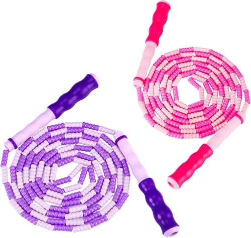 Zocy 2 Pack Jump Rope for Fitness Exercise Equipment, Tangle-Free Rope Skipping with Soft Beaded Segment, Premium Adjustab...