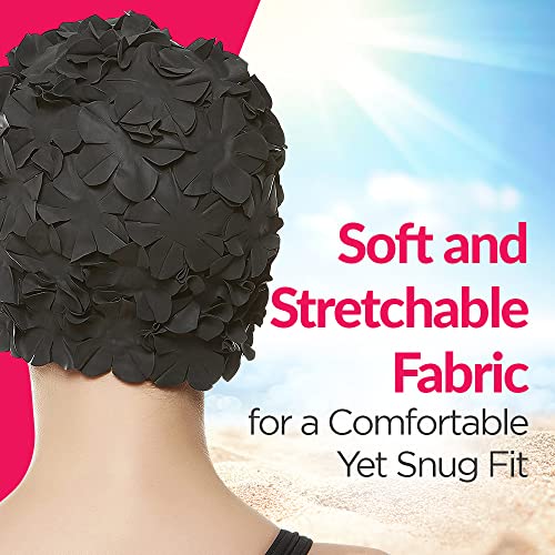 BeeMo Women’s Latex Swim Cap - Rubber Swim Cap - Soft Comfortable Stretch Stylish Low Cut Design Protects Hair from Sun Sa...