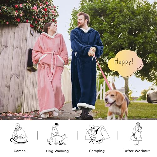 Bedsure Wearable Blanket Hoodie, Long Hooded Blanket Sweatshirt as Birthday Gifts for Women, Cozy Sherpa Hoodie for Adult,...