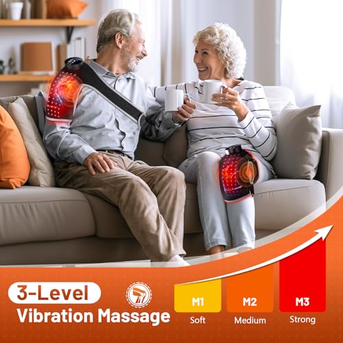 RELEXNOW Red Light Therapy for Knee with Heat & Vibration Massage, Extension Band, Wireless Controller, 660nm&850nm Near I...