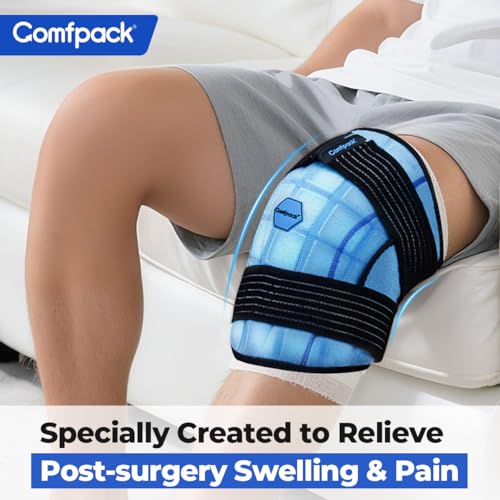 Comfpack Knee Ice Pack Wrap, 2 Hours Long Lasting Coldness Ice & Compression Therapy Flexible Ice Pack for Knee Replacemen...
