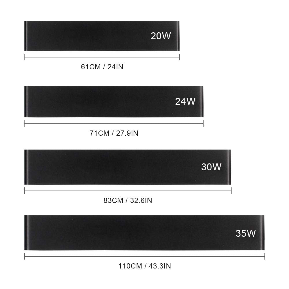 Ralbay 24W LED Vanity Light Fixture, 27.9in, Natural White 4000K, Aluminum, Black-Natural White, Model A065-71cm-Heike