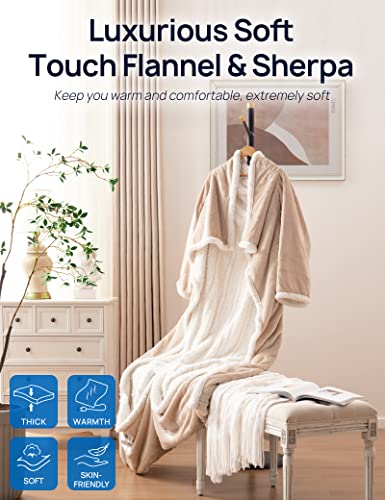Westinghouse Electric Snuggle Throw Blankets with Foot Pocket, Wearable Heated Throw with Sleeves, 6 Heating Levels & 2 to...