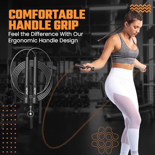 STARFIT Lightweight Jump Rope for Fitness and Exercise, Adjustable Jump Ropes with Plastic Handles, Cardio and Endurance T...