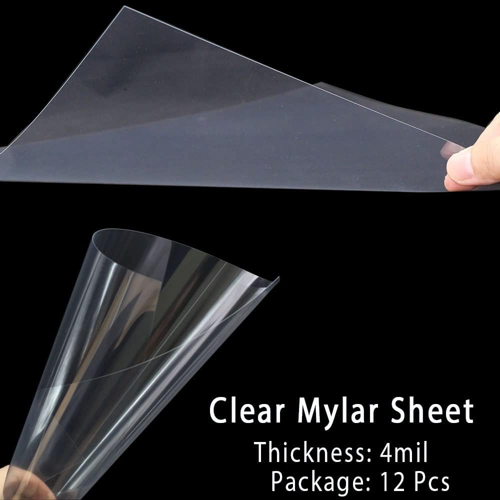 12 Pack 4 Mil Clear Mylar Stencil Sheets, 12" x 12" Blank Stencils, Reusable Template Material, Make Your Own Stencil Compatible Vinyl Cutting Maching