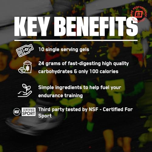 BARE PERFORMANCE NUTRITION, BPN Go Gel Endurance, 24g of Carbohydrates & 100 Calories per Pack, Vegan + Gluten Free Runnin...