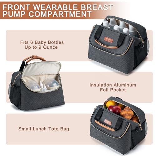BABEYER Breastmilk Cooler Bag with Ice Pack Fits 6 Baby Bottles up to 9 Ounce, Wearable Breast Pumps Cooler Bag for Nursin...