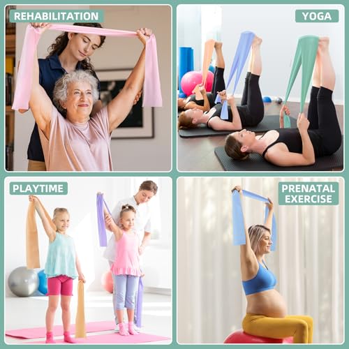 Stretch Bands for Exercise, 5 Levels Resistance Bands for Working Out, Exercise Bands for Physical Therapy, Pilates, Reha...