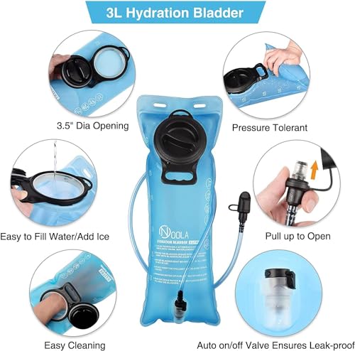 NOOLA 3L Hydration Backpack, Water Backpack with TPU Water Bladder, Tactical Hydration Pack for Men Women, Molle Water Bac...