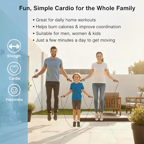 Jump Rope for Fitness – Adjustable PVC Exercise Rope with Tangle-Free Design & Comfortable Foam Handles, Ideal for Cardio,...
