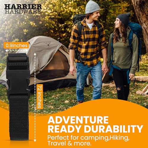 Harrier Hardware Utility Strap with Quick-Release Buckle, Black, 72-Inch, 6-Pack