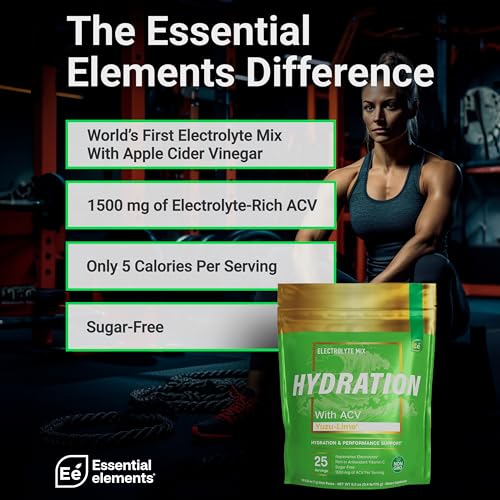 Essential Elements Hydration Packets - Yuzu Lime Pack - Sugar Free Electrolytes Powder Packets - 25 Stick Packs of Electro...