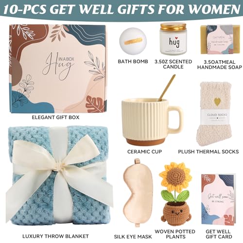 Get Well Soon Gift Baskets for Women, Surgery Recovery Care Package, Sympathy Gifts for Loss of Loved One, Thoughtful Care...
