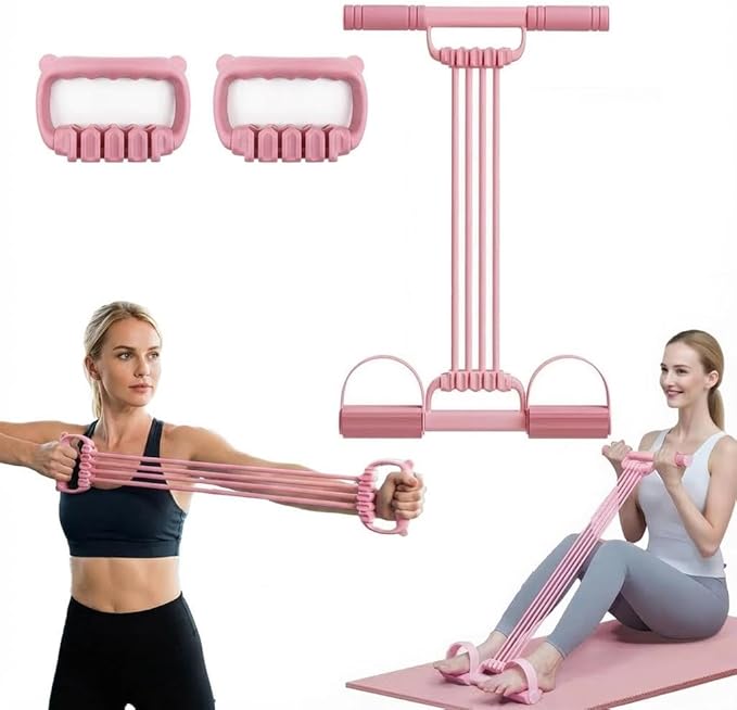 2025 Upgraded Adjustable Pedal Resistance Band, 8-Tube Multifunction Tension Rope, Natural Latex sit-up Trainer Resistance...