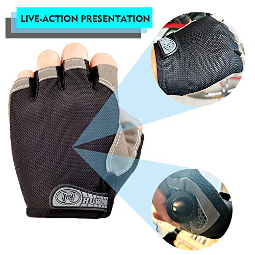 BOBILIFE Half Finger Anti-Slip Breathable and Shockproof Cycling Gloves, for Biking or Motorcycling Riding