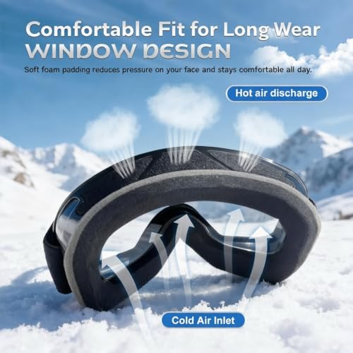 ROMRLD Ski Goggles - REVO Anti-Fog Lens, UV400 Protection, TPU Frame, for Men & Women (Silver & Gray Lens)