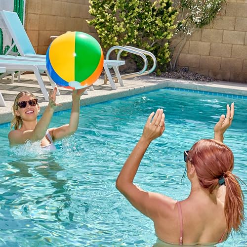 JOYIN 4-Pack 20" Beach Balls - Large Rainbow Beach Ball Inflatable Pool Toys for Party Supplies Decorations, Adults Kids B...