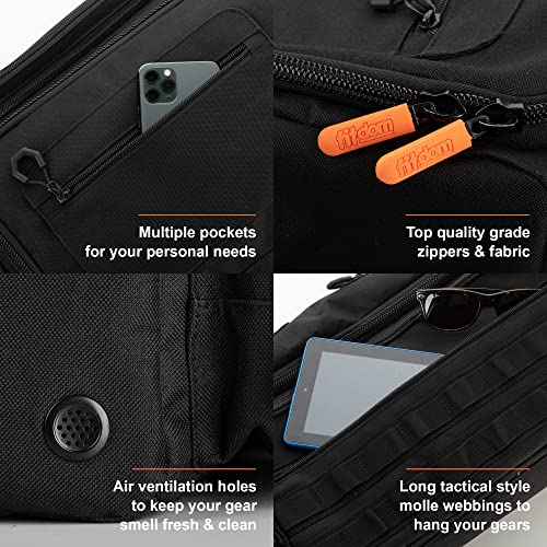 Fitdom Tactical Inspired Yoga Bag for Adult Men. Heavy Duty Yoga Bags and Carriers Fits All Your Stuff. Yoga Mat Bag with ...