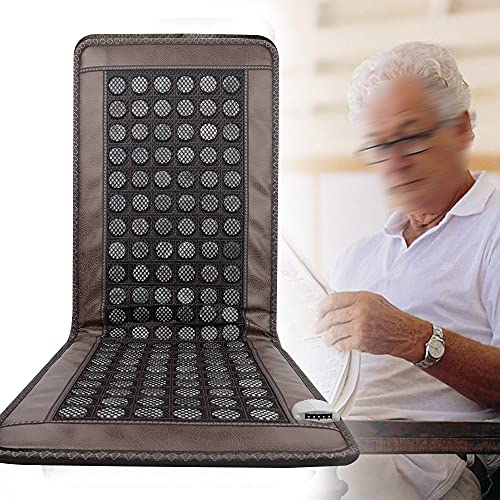 Far Infrared Heating Pad, Back 138 Natural Jade Tourmaline Stones Heating Mat for Body Neck Shoulder Fast Pain Relief Use ...