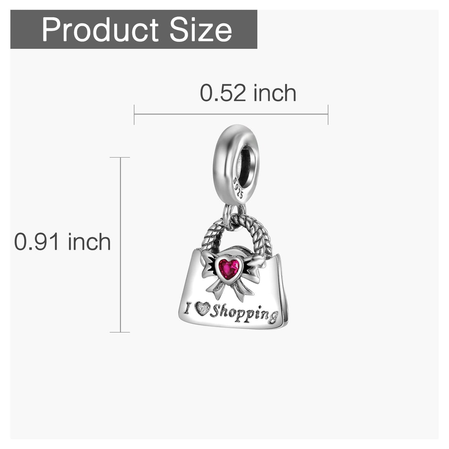 dazlily I Love Shopping Charm 925 Sterling Silver Charms for Bracelets Necklaces Jewelry Gifts