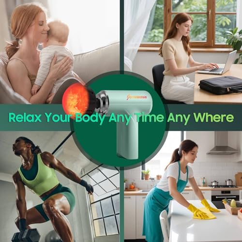 JOYSUWERUN Massage Gun with Heat – Amazing Power! Deep Tissue Percussion Massager, Handheld Mini Muscle Gun, 7 Massage Hea...