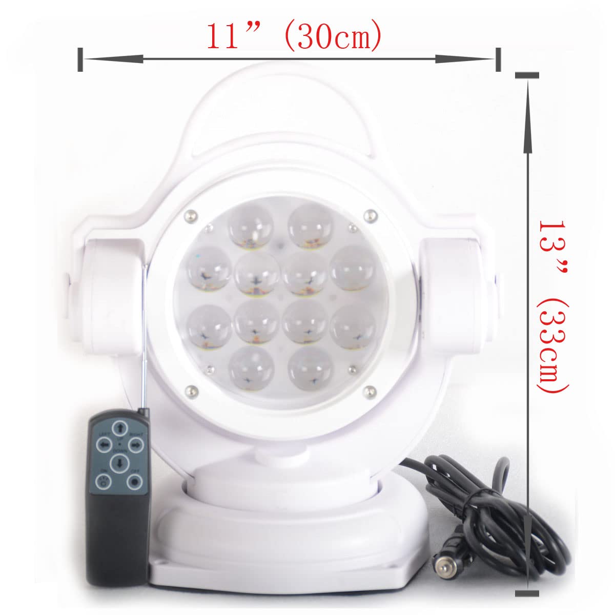 FSYF LED Searchlight 60W 11 Inch Remote Control 360° Rotating White Polycarbonate Boat Light Model d44aaa27-1a27-4124-aff6-735802
