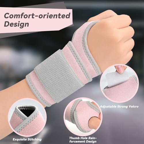 FvaPemm Carpal Tunnel Wrist Brace for Right Left Hand 2 Pack, Wrist Support Wraps for Women Men, Adjustable Wrist Brace fo...