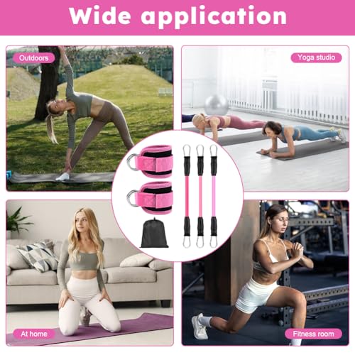 Ankle Resistance Bands with Cuffs, Elastic Resistance Band Set With Storage Bag Glutes Workout Equipment, Leg Butt Trainin...