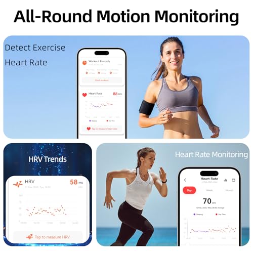 TIAZUUX Smart Ring for Women&Men-Activity/Sleep/Heart Rate/HRV/Stress/Women's Health Tracker-IP76 Waterproof-No Subscripti...